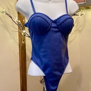 Royal Blue Stretch Bustier Bodysuit
